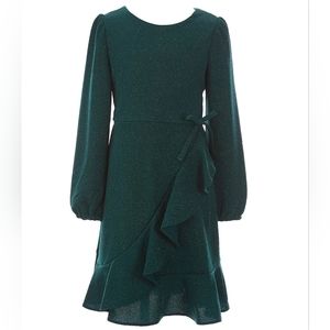 Rare Editions Lurex Knit Faux Glitter Wrap Dress
